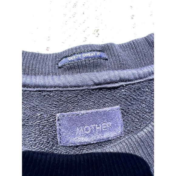 MOTHER Sweater Women's Small Blue Graphic La Bodega Long Sleeve Crew Neck Cotton - Picture 9 of 10
